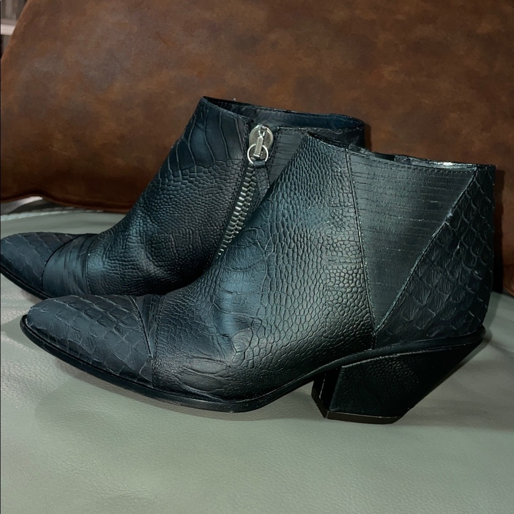 GIUSEPPE ZANOTTI Vero Cuoio EXOTIC LEATHER  Black  Ankle Booties - Picture 6 of 11